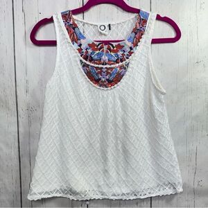 Akemi + Kin Boho Lace Tank Embroidered Floral Festival Cottagecore Top S Indi